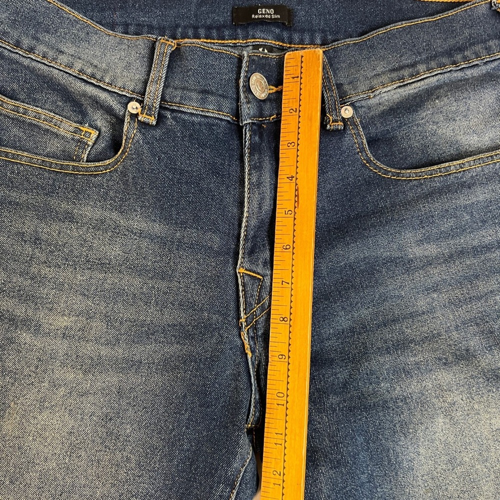 True Religion Geno Jeans Mens 32W Relaxed Slim Blue Wash‎ Denim Y2K Punk - Picture 6 of 13